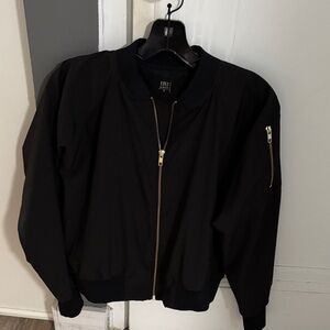Albion Black Bomber Jacket with Gold Zipper